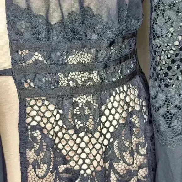 La Senza Long Black Maxi Lace Robe Sleep Size Small Medium - Picture 3 of 12